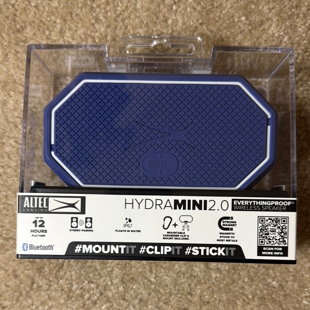 Altec Lansing HydraMini 2.0 Wireless Speaker - Blue, NEW,  everything proof